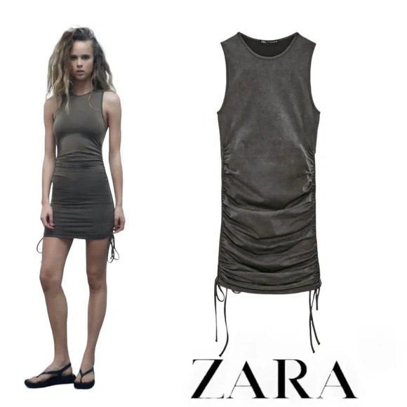 Zara Dresses & Skirts - ZARA | Gray Anthracite | RUCHED SEAMLESS DRESS